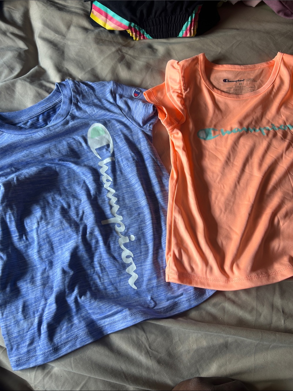 Champion Kids Short Sleeve Tees in Blue and Peach